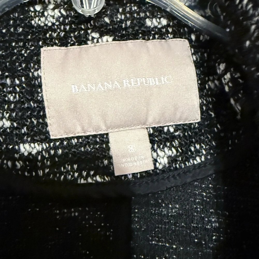 Banana Republic Black & White Tweed Moto Jacket - Size 8